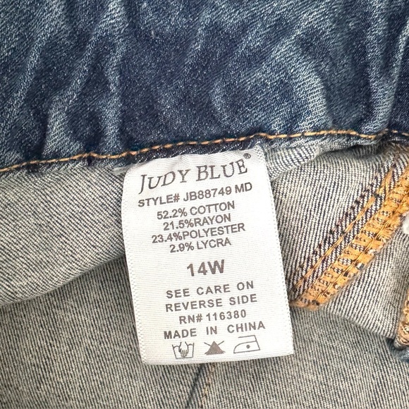 Judy Blue Sz 14W High Rise Elastic Waist Straight Jeans Cotton-Rayon-Poly-Lycra - Picture 8 of 8